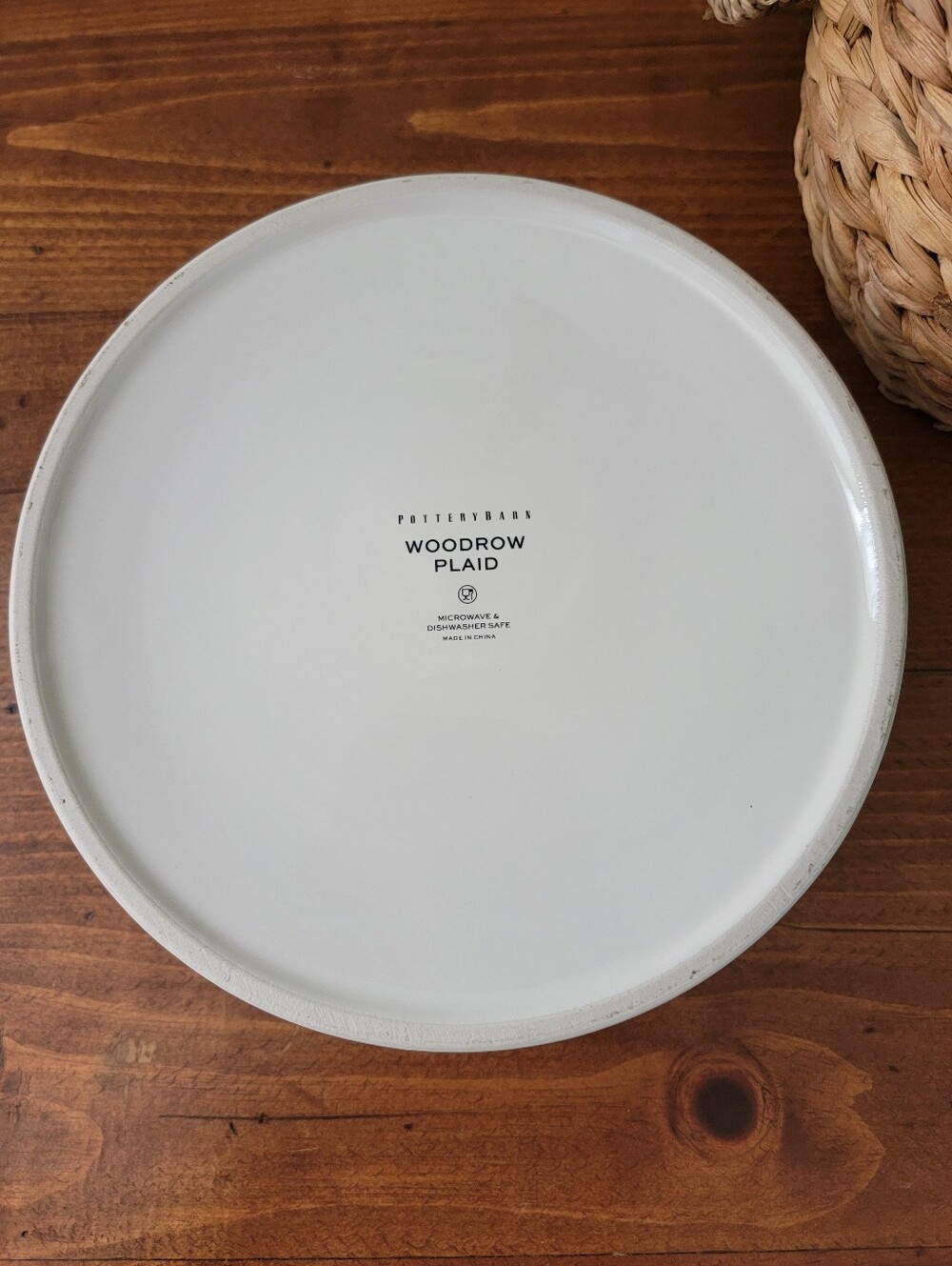 Pottery Barn Woodrow Plaid Large Pet Stoneware Dog Dish Food Or Water Bowl - Picture 7 of 8